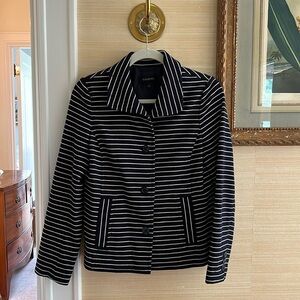 Talbots navy and white striped blazer